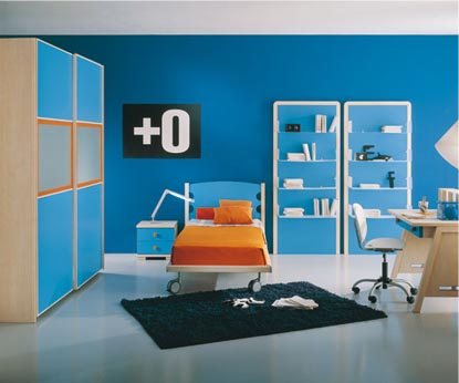 blue orange bedroom