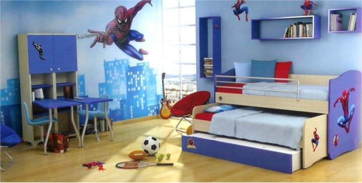 spiderman blue bedroom for boy