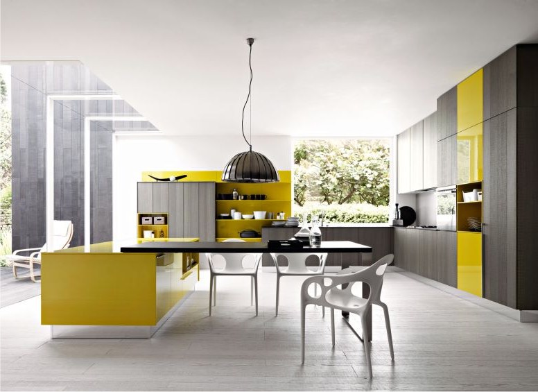 Modern Yellow and grey Kitchen ideas – free interior decorating ideas