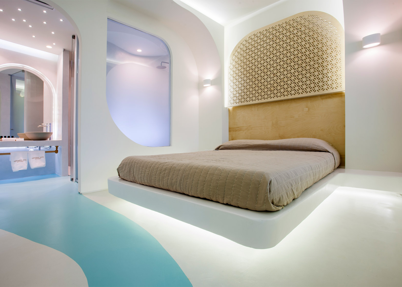 Modern bedroom with indirect lighting