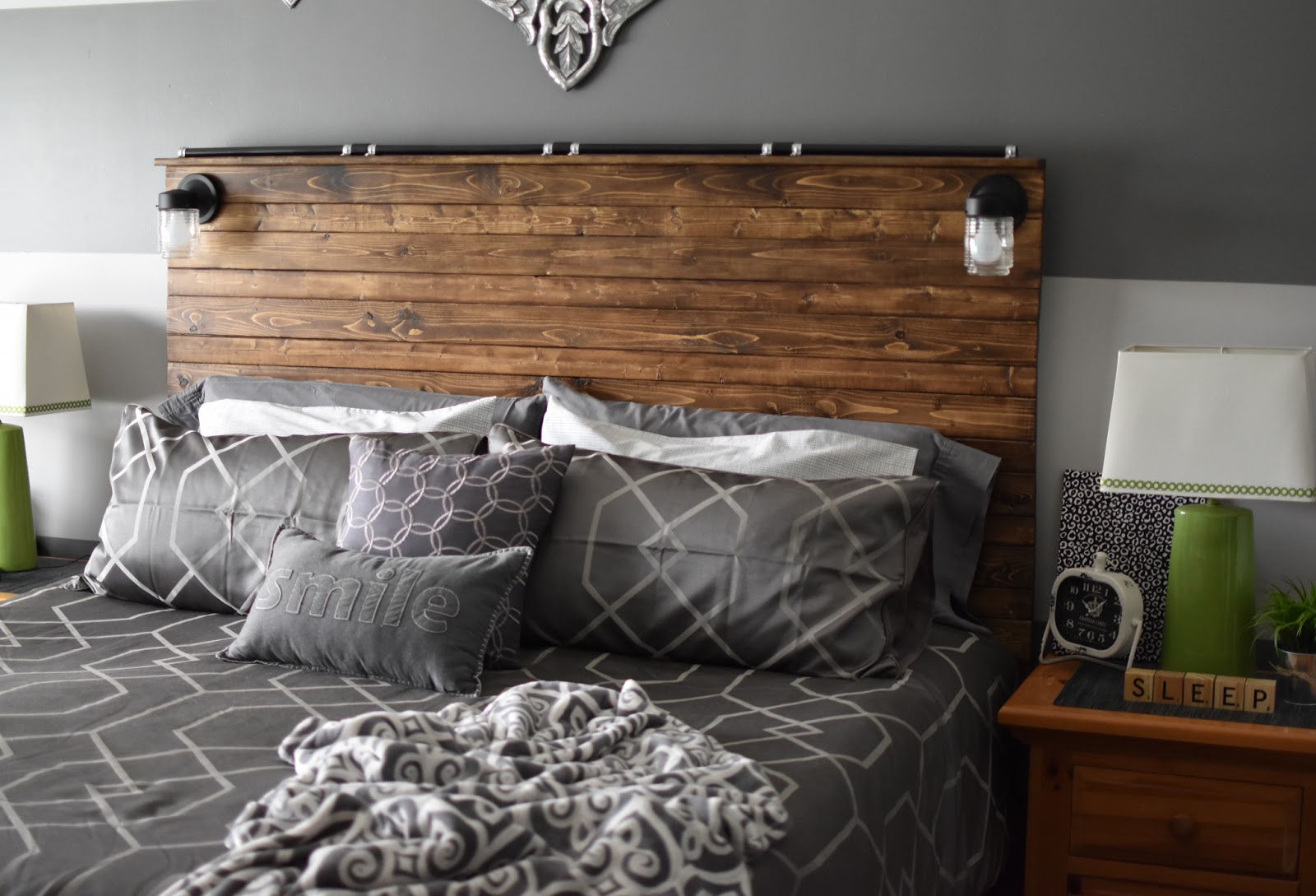 Bedroom in dark gray color