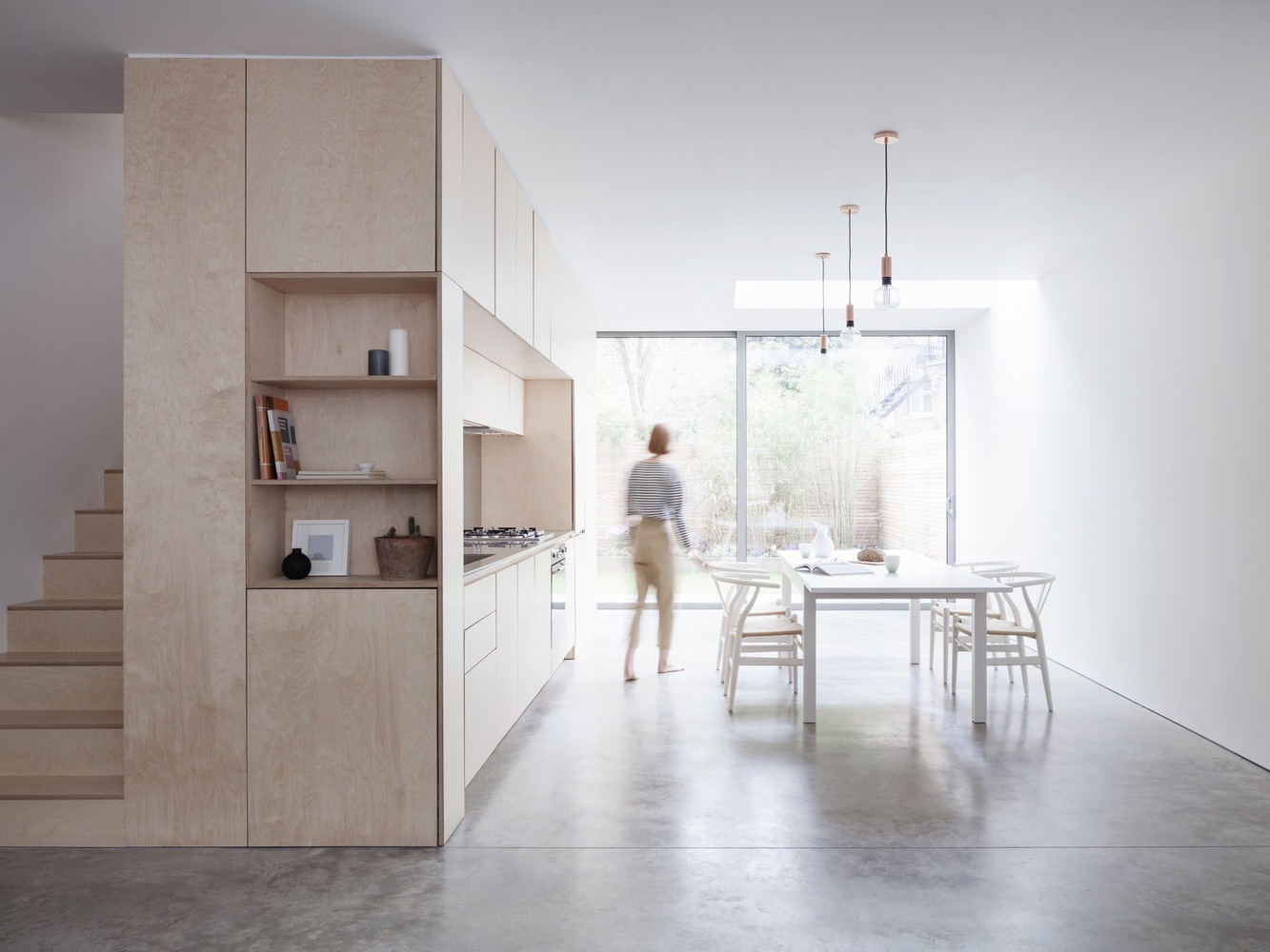maisonette interior stairs behind kitchen