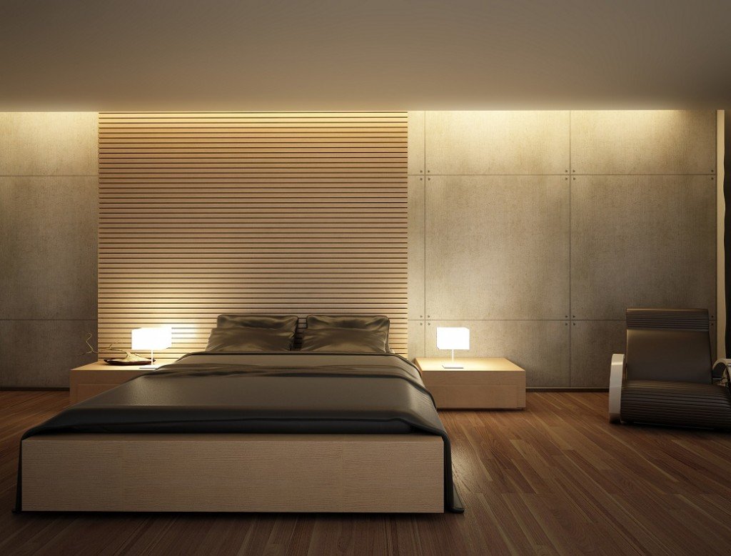 Contemporary brown bedroom