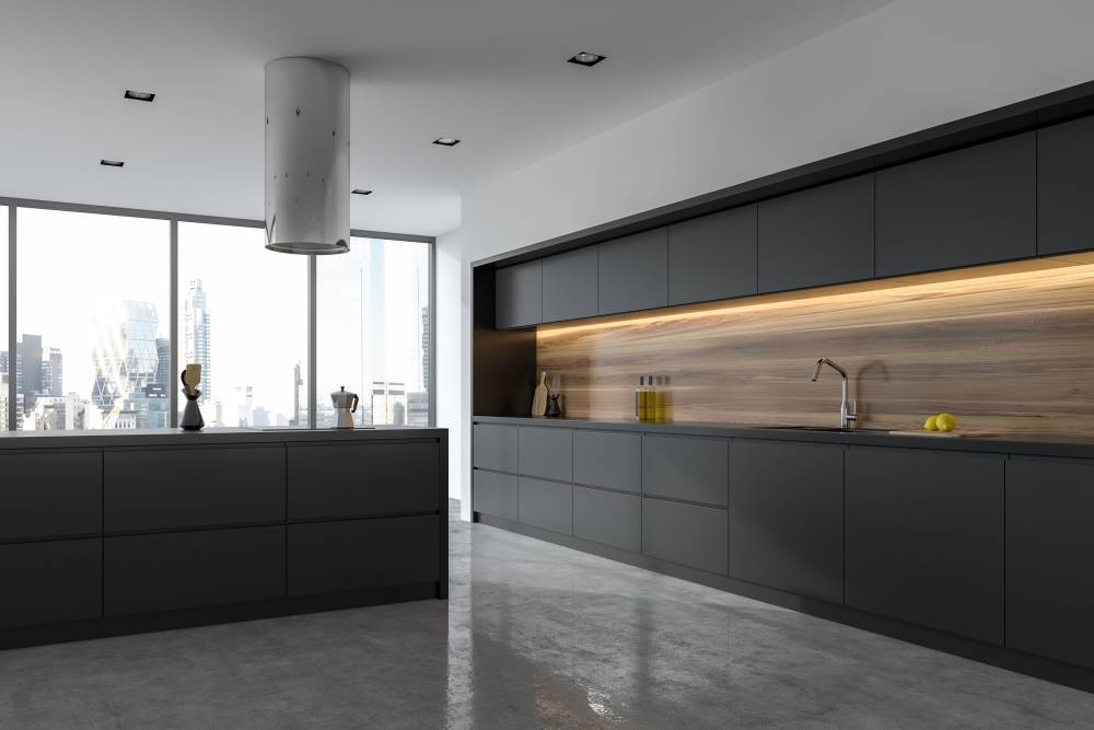 Black and wooden kitchen